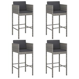 vidaXL Tabourets de bar lot de 4 avec coussins gris résine tressée