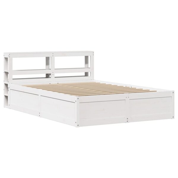 vidaXL Cadre de lit avec tête de lit blanc 150x200 cm bois pin massif