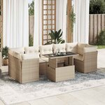 vidaXL Salon de jardin avec coussins 8 Pièces beige résine tressée