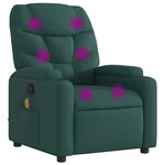 vidaXL Fauteuil inclinable de massage vert foncé tissu