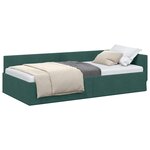 vidaXL Cadre de lit d'angle Vert foncé 80 cm x 200 cm tissu