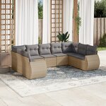 vidaXL Salon de jardin avec coussins 9 Pièces beige résine tressée