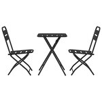 Set de Bistro Pliable 3 Pièces en Acier Anthracite