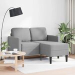 vidaXL Canapé 2 places avec méridienne en L gris clair 125 cm tissu