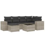 vidaXL Salon de jardin avec coussins 7 Pièces gris clair résine tressée