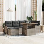 Ensemble de canapés de jardin vidaXL de 7 pièces avec coussins gris en poly rotin