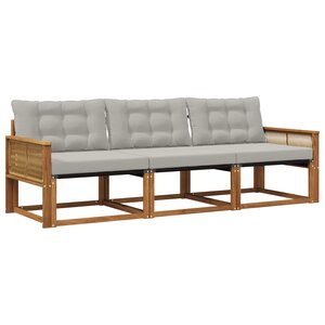 vidaXL Ensemble de canapés d'extérieur 3 pc Naturel et gris clair