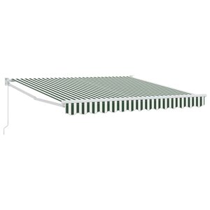 vidaXL Auvent Rétractable Vert et blanc 350 x 250 cm tissu