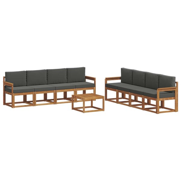 vidaXL Ensemble de canapés d'extérieur 9 pc Naturel et Anthracite