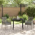 vidaXL Ensemble de Salle à Manger de Jardin 3 Pièces avec Coussins Gris Poly Rattan