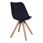 2 chaises de table à manger en cuir noir à pieds en bois