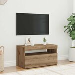 vidaXL Meuble TV avec lumières LED chêne artisanal bois d'ingénierie