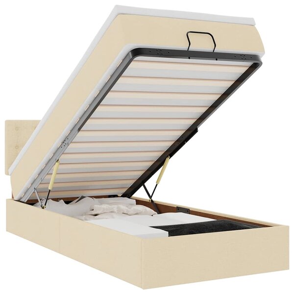 vidaXL Cadre de lit ottoman avec matelas crème 90x190 cm tissu