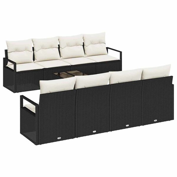 vidaXL Ensemble de Canapés avec coussin 9 Pièces Noir et Crème polyrotin