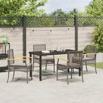 vidaXL Ensemble de Salle à Manger de Jardin 5 Pièces avec Coussins Gris Rotin Poly
