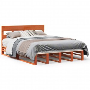 vidaXL Cadre de lit sans matelas cire marron 120x190cm bois pin massif