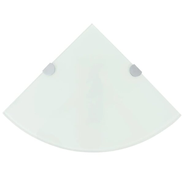 vidaXL Étagères d'angle 2 Pièces et supports chromés Verre Blanc 25x25 cm
