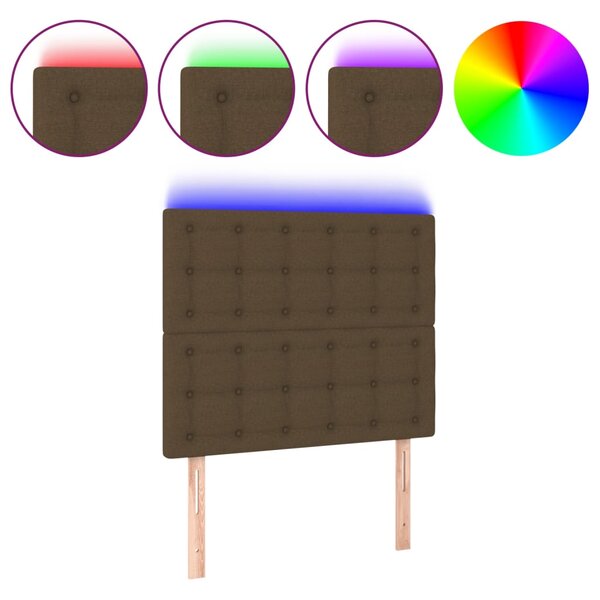vidaXL Tête de lit à LED Marron foncé 90x5x118/128 cm Tissu