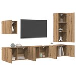 vidaXL Unité murale de TV 5 Pièces Chêne artisanal Bois d'ingénierie