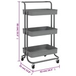 vidaXL Chariot de cuisine 3 niveaux Gris 42x35x85 cm Fer et ABS