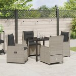 vidaXL Ensemble de Salle à Manger de Jardin 5 Pièces Rattan Poly Gris Clair