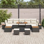 vidaXL Ensemble de canapé de jardin avec coussin 10 Pièces Noir et Crème