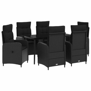 vidaXL Ensemble de Tables Basses avec coussin avec oreiller 7 Pièces Noir