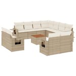 vidaXL Salon de jardin avec coussins 12 Pièces beige résine tressée