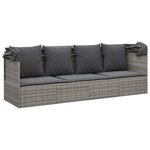 vidaXL Lit de salon d'extérieur toit et coussins Gris Résine tressée