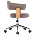 Chaise fauteuil siège pivotante de bureau informatique étude bois courbé et tissu taupe 02_0024176