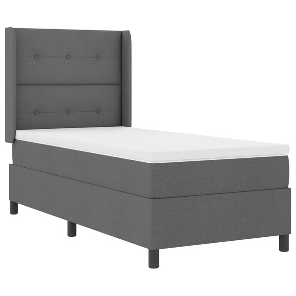 Lit Box Spring vidaXL avec Matelas Gris Foncé 90x190 cm Tissu