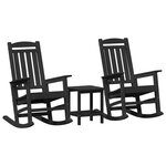 vidaXL Ensemble de Salon de Jardin 3 Pièces Noir HDPE