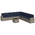 vidaXL Salon de jardin 10 Pièces avec coussins gris résine tressée
