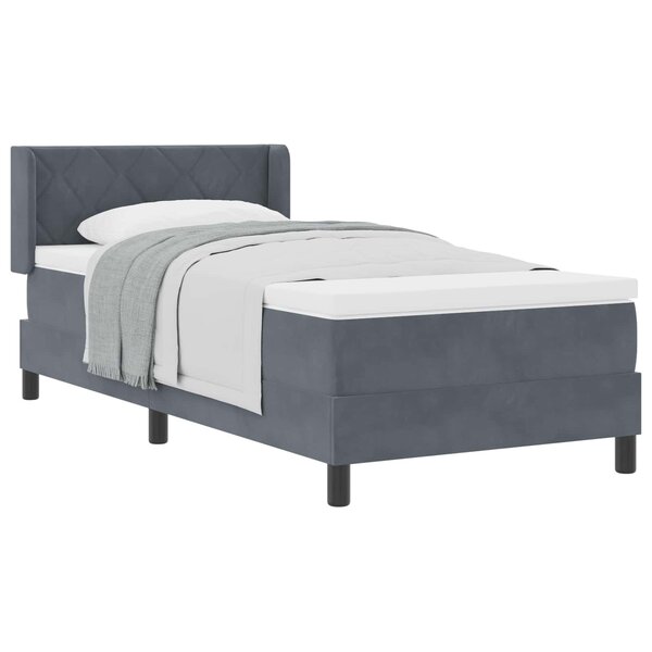 vidaXL Lit à ressorts avec tête de lit Gris foncé 200 x 90 cm Velours