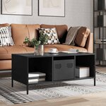 vidaXL Table basse noir 101 5x50x43 5 cm acier laminé à froid
