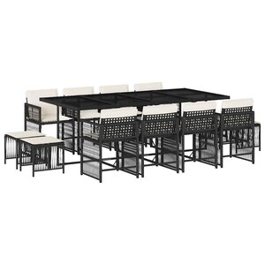 vidaXL Ensemble à manger de jardin 13 Pièces coussins noir résine tressée