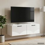 vidaXL Meuble TV mural Montage mural Blanc brillant 98 x 41 x 30 cm