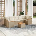 vidaXL Salon de jardin avec coussins 8 Pièces beige résine tressée