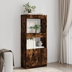 vidaXL Buffet haut chêne fumé 63x33x140 cm bois d'ingénierie
