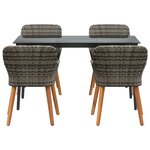 vidaXL Ensemble de repas de jardin 5 pièces en poly rattan gris