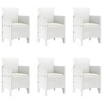 vidaXL Set de salle à manger de 7 pièces avec coussins blanc poly rattan