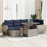 vidaXL Salon de jardin avec coussins 7 Pièces gris résine tressée acacia