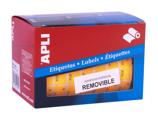 Apli Rouleau d'Etiquettes PVP Orange Fluo Amovibles 12.0 x 18.0mm