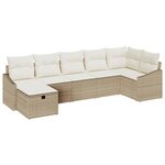 vidaXL Ensemble de canapé de jardin 7 Pièces Beige 55 x 62 x 69 cm