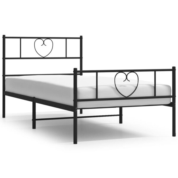vidaXL Cadre de lit métal sans matelas avec pied de lit noir 90x200 cm