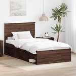 vidaXL Cadre de lit Chêne brun 100 x 200 cm Pin massif