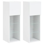 vidaXL Meubles TV avec lumières LED 2 Pièces blanc 30 5x30x90 cm
