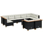vidaXL Salon de jardin 10 Pièces avec coussins noir résine tressée