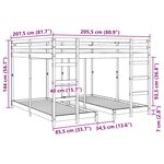 vidaXL Cadre de lit superposé triple Brun cire 200 x 200 cm Pin massif