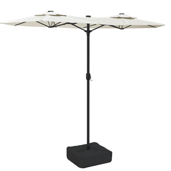 vidaXL Parasol de jardin à double tête avec LED blanc sable 316x145 cm